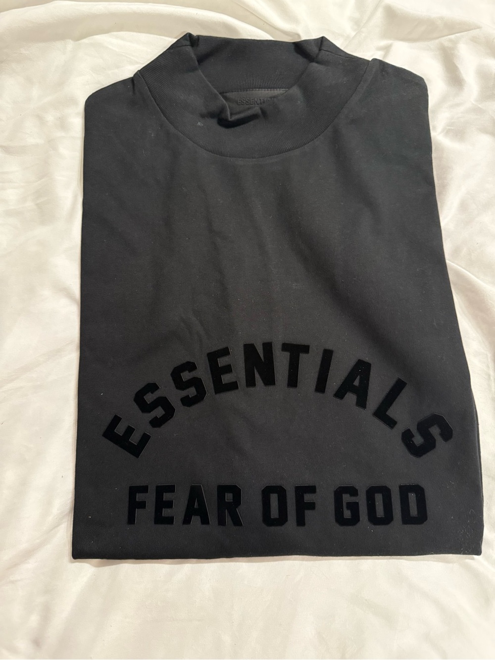 Essentials Black Ribbed Crewneck Tee